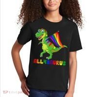 Allysaurus LGBT Dinosaur Rainbow Flag Ally LGBT Pride Kids T-Shirt thumb 2