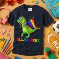 Allysaurus LGBT Dinosaur Rainbow Flag Ally LGBT Pride Kids T-Shirt thumb 3