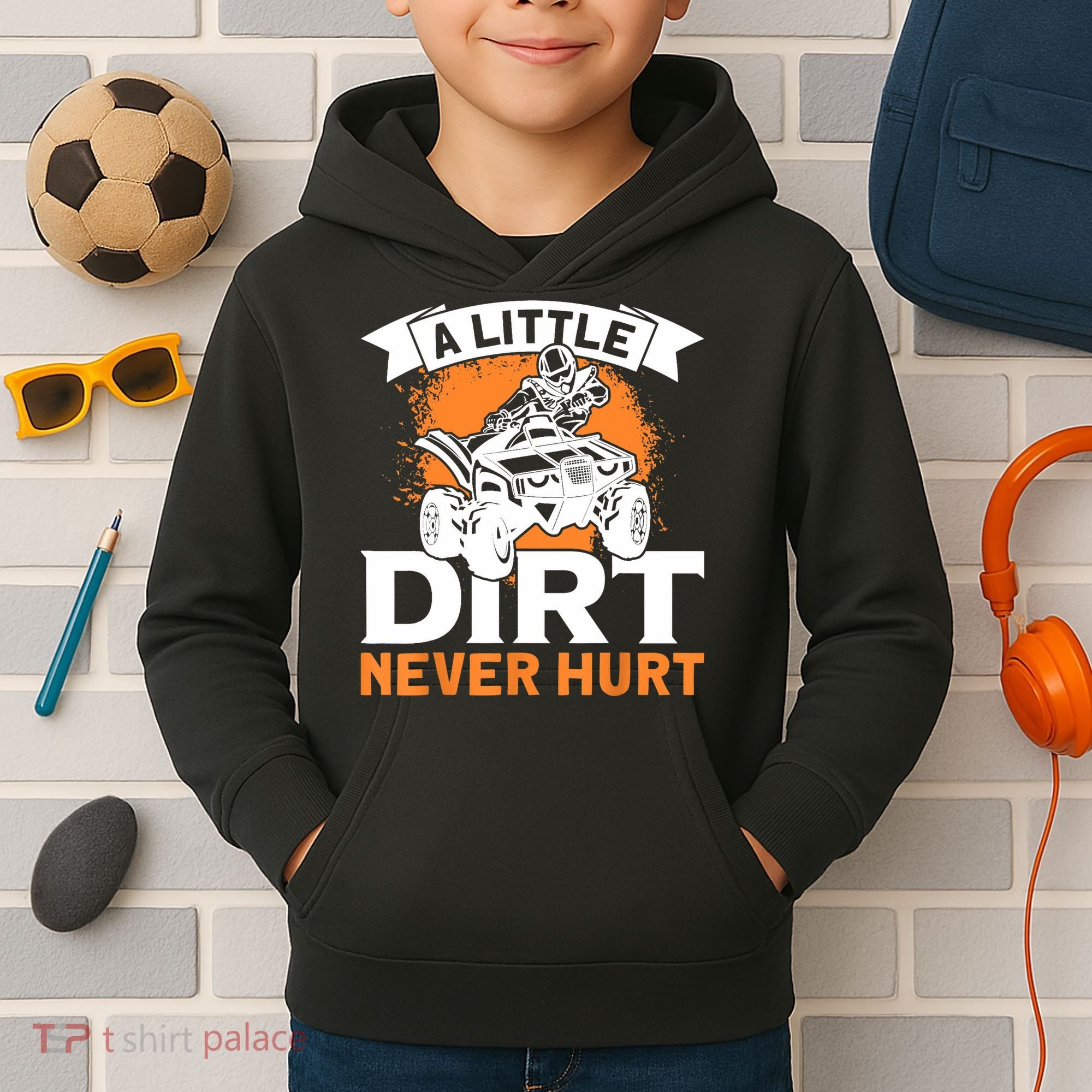 A Little Dirt Never Hurt - Funny ATV Quad 4 Wheeler MX Kids Hoodie
