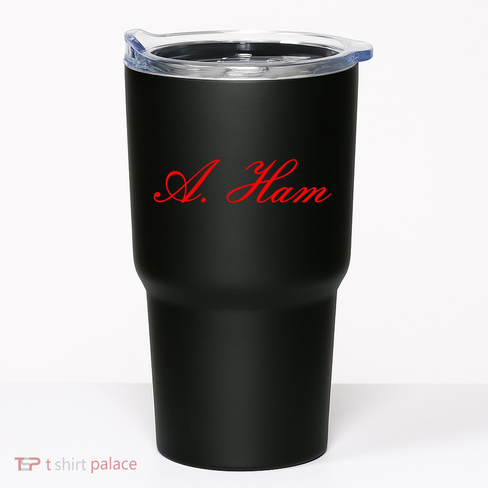 Alexander Hamilton A. Ham Red Script Logo Tumbler