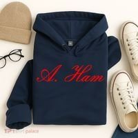 Alexander Hamilton A. Ham Red Script Logo Hoodie thumb 4