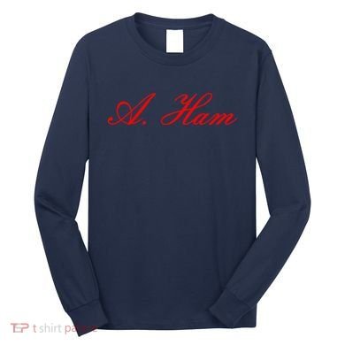 Alexander Hamilton A. Ham Red Script Logo Long Sleeve Shirt