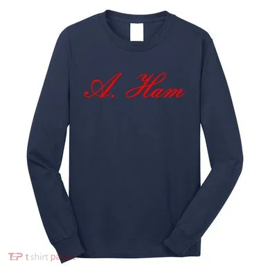 Alexander Hamilton A. Ham Red Script Logo Long Sleeve Shirt