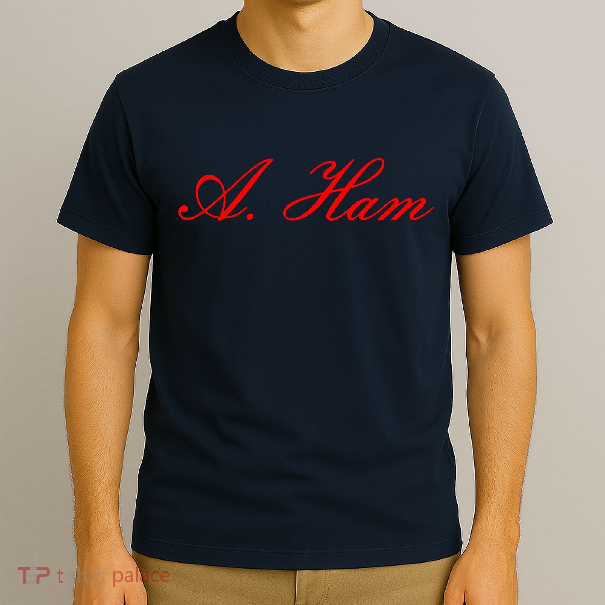 Alexander Hamilton A. Ham Red Script Logo T-Shirt