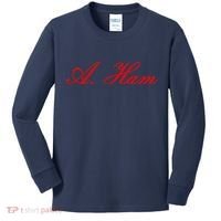 Alexander Hamilton A. Ham Red Script Logo Kids Long Sleeve Shirt thumb 0