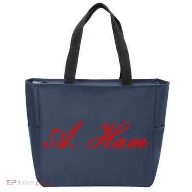 Alexander Hamilton A. Ham Red Script Logo Tote Bag