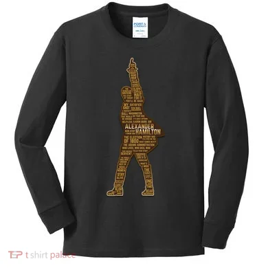 Alexander Hamilton Golden Statue Kids Long Sleeve Shirt