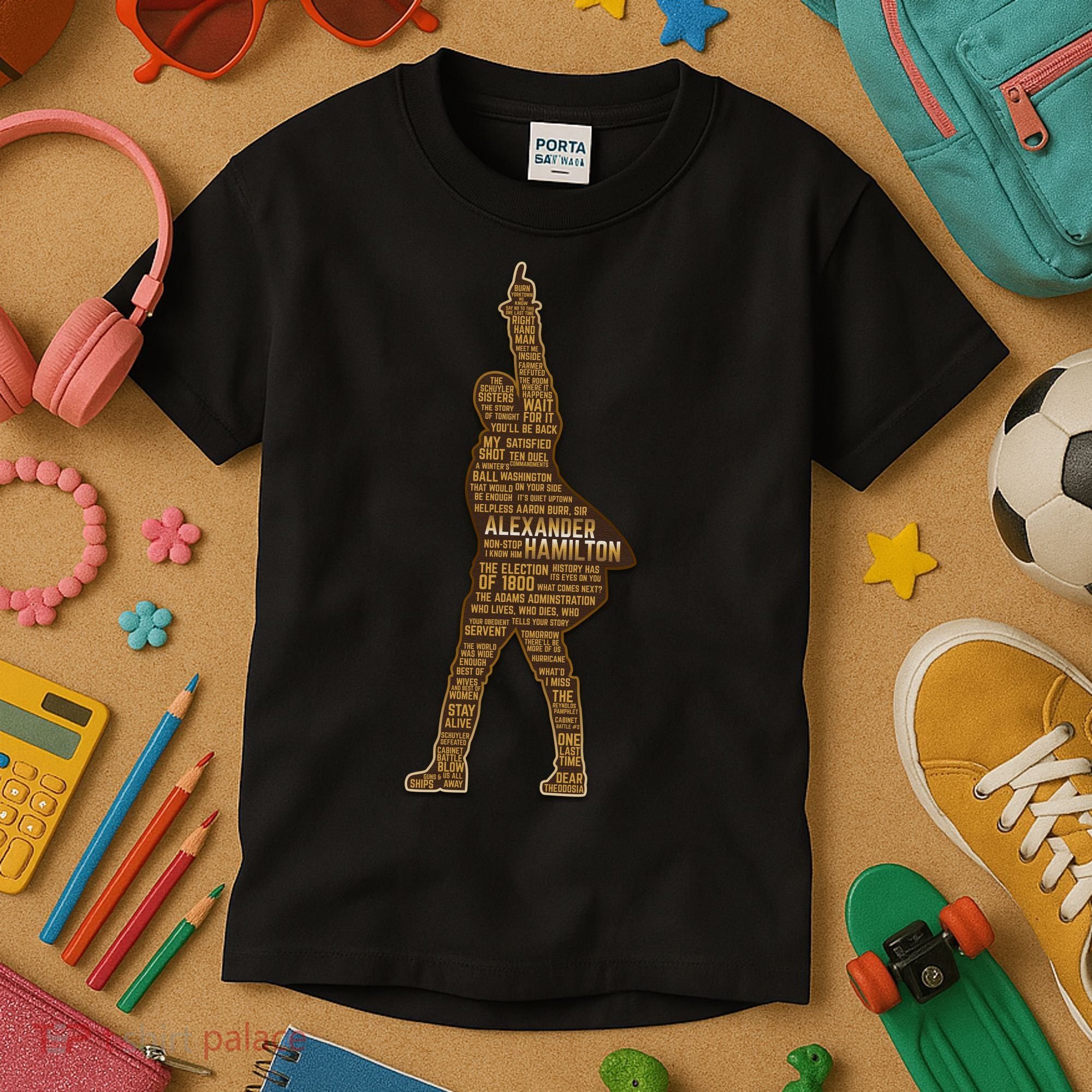 Alexander Hamilton Golden Statue Kids T-Shirt