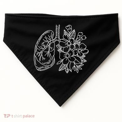 Anatomical Lung Floral Flower USA-Made Doggie Bandana