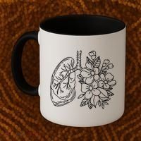 Anatomical Lung Floral Flower Coffee Mug thumb 2