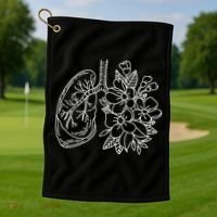 Anatomical Lung Floral Flower Golf Towel thumb 1