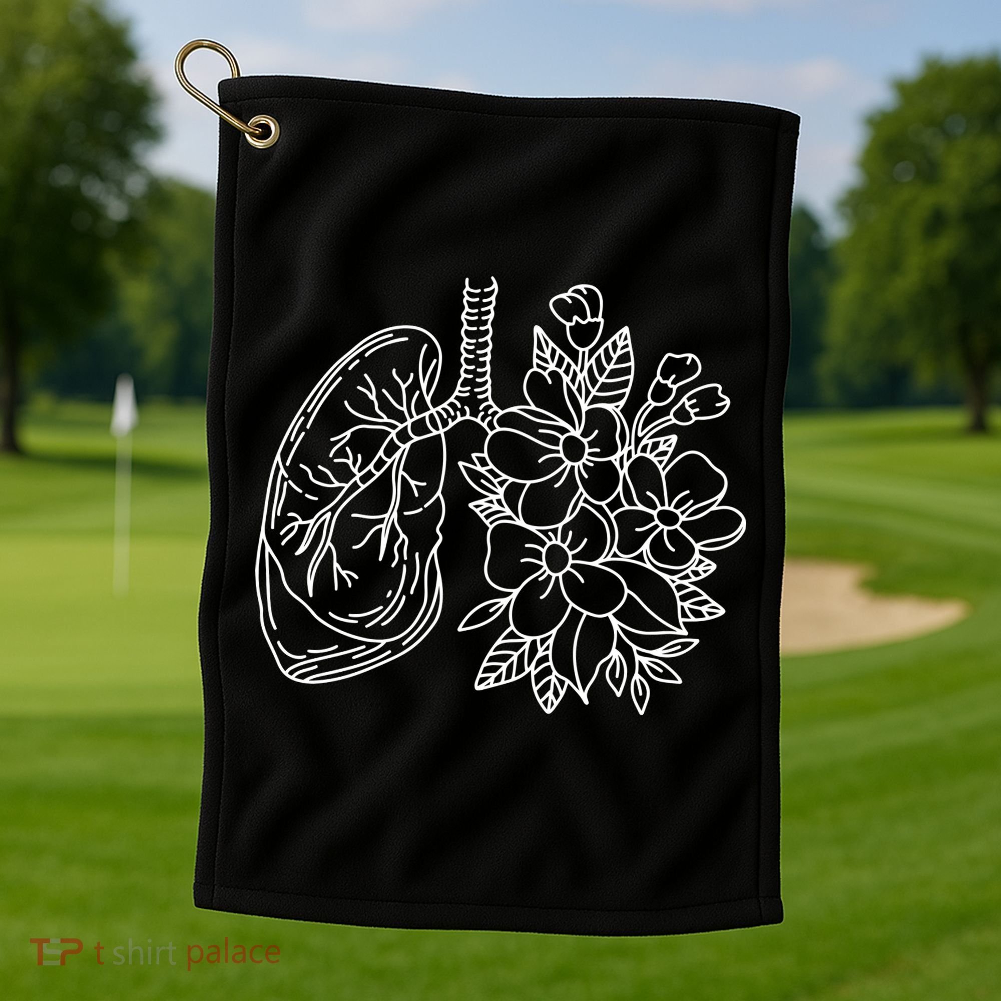 Anatomical Lung Floral Flower Golf Towel