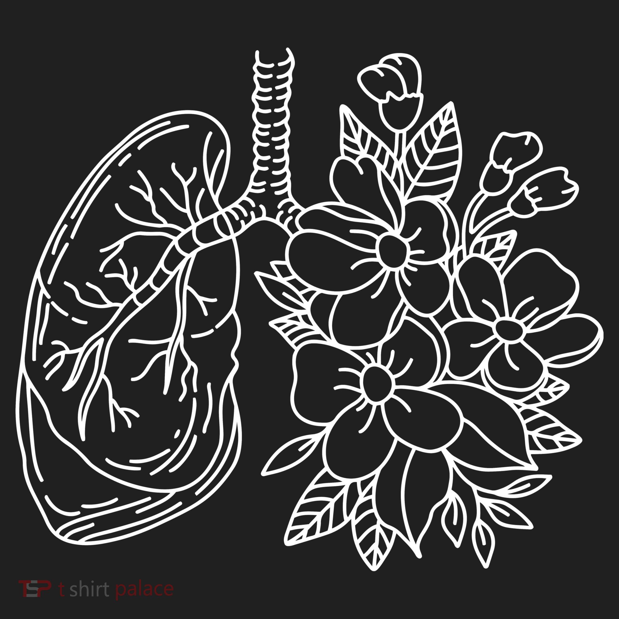 Anatomical Lung Floral Flower Golf Towel