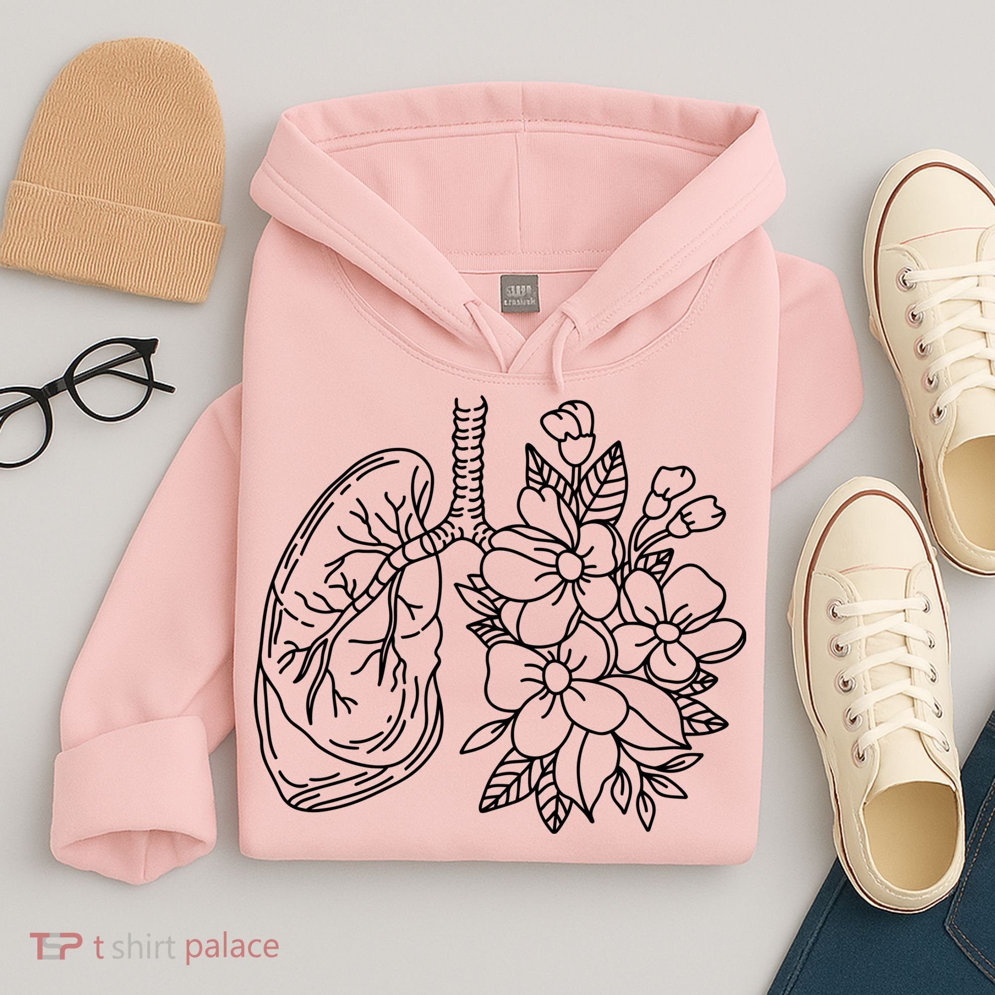 Anatomical Lung Floral Flower Hoodie
