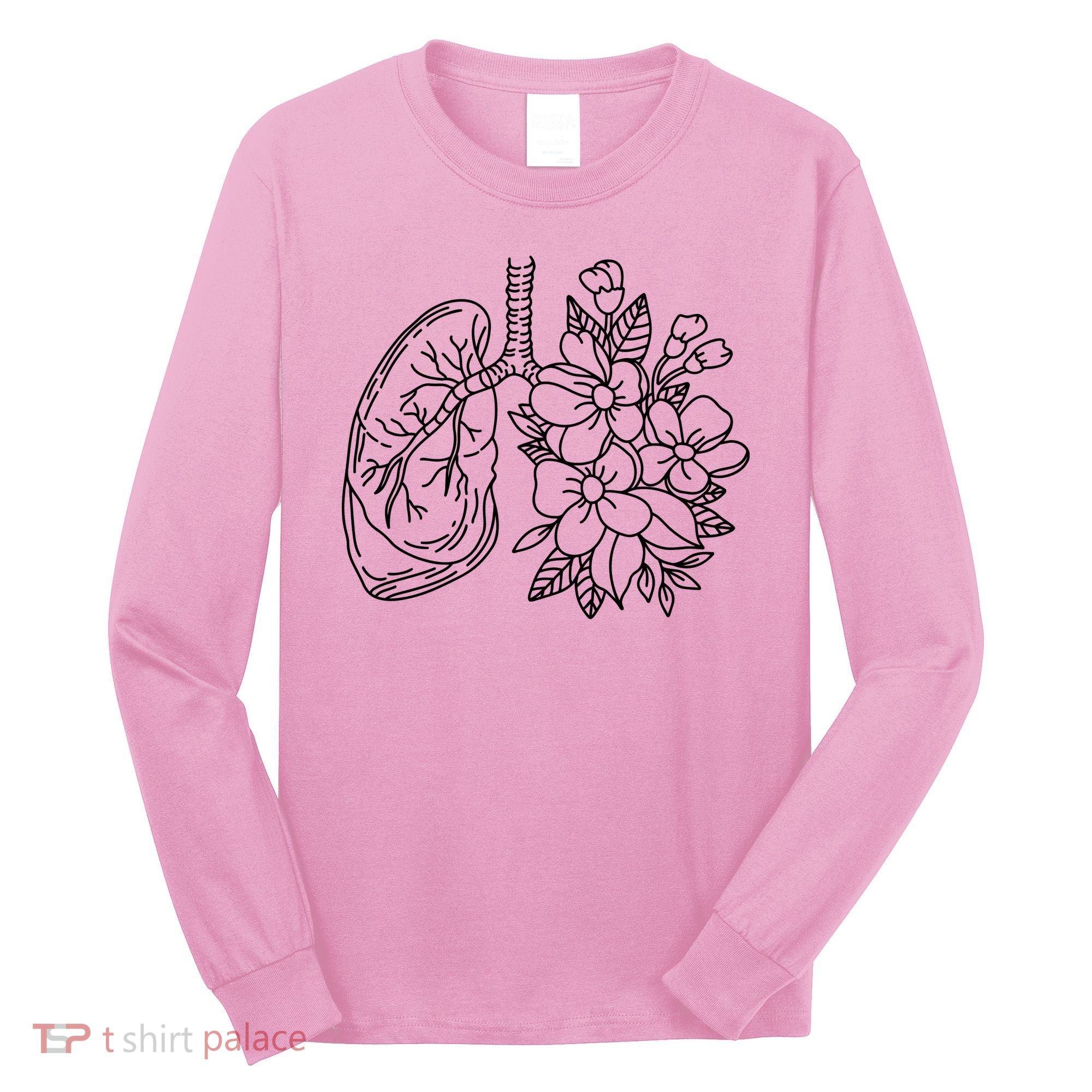 Anatomical Lung Floral Flower Long Sleeve Shirt