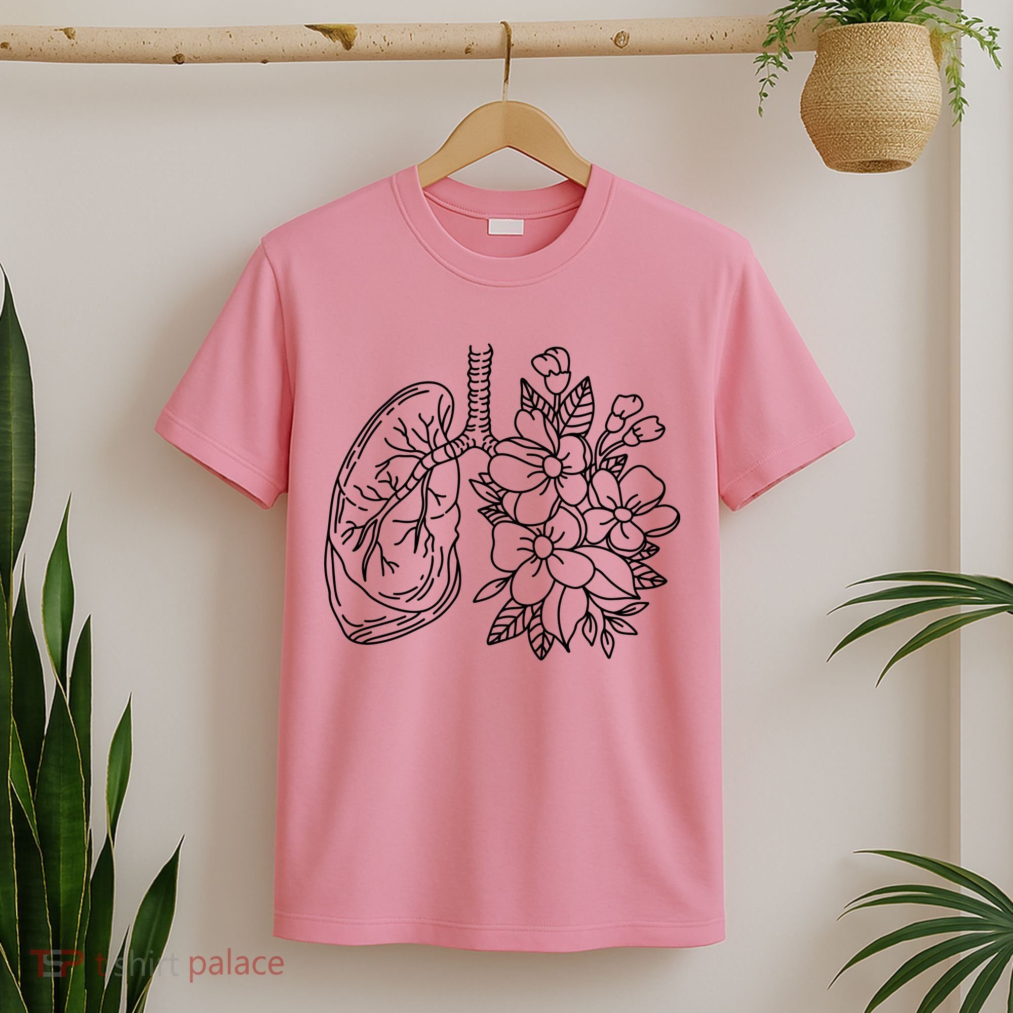 Anatomical Lung Floral Flower T-Shirt