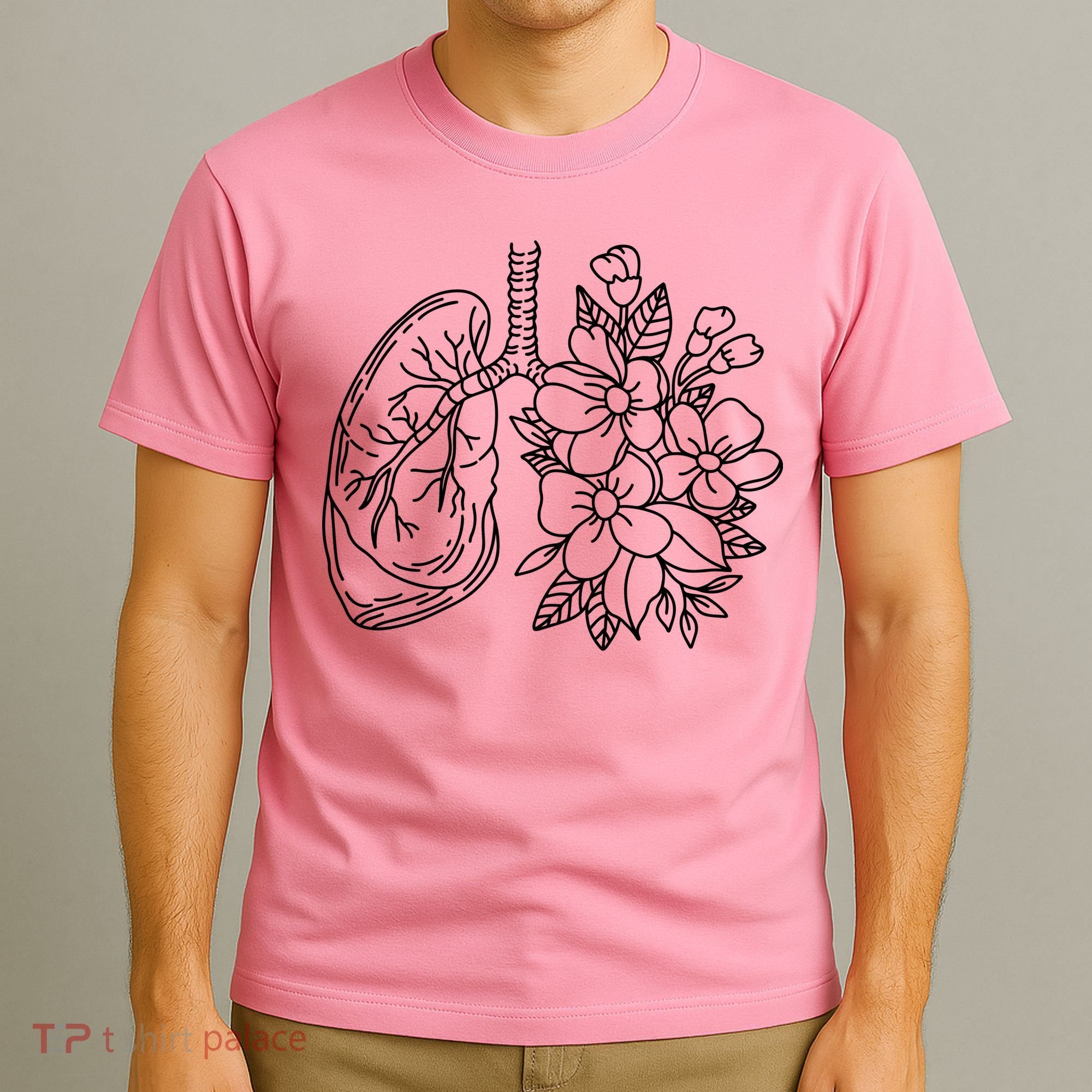 Anatomical Lung Floral Flower T-Shirt