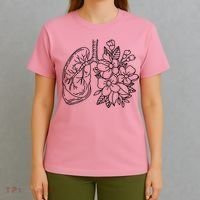 Anatomical Lung Floral Flower T-Shirt thumb 4