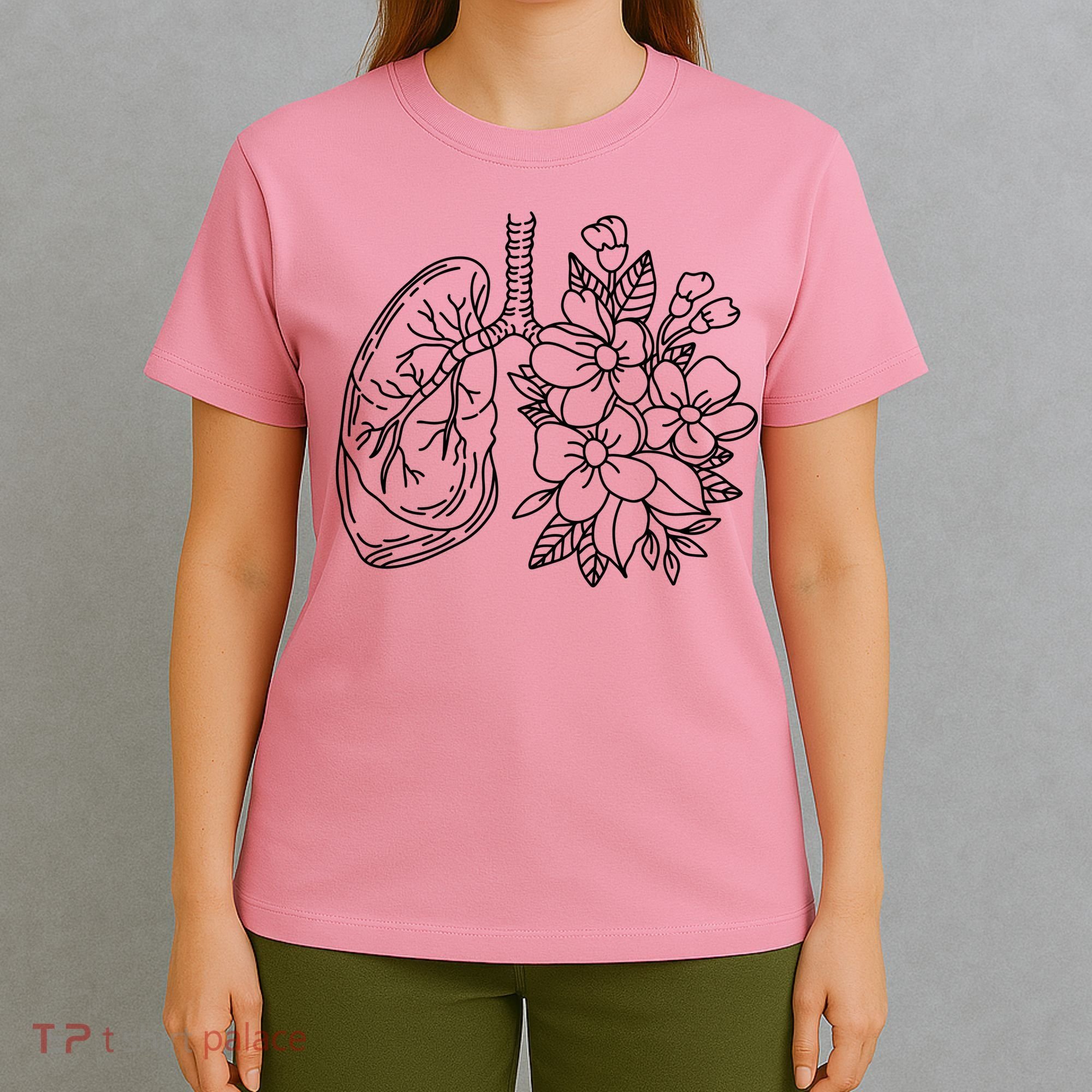 Anatomical Lung Floral Flower T-Shirt