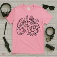 Anatomical Lung Floral Flower T-Shirt thumb 5