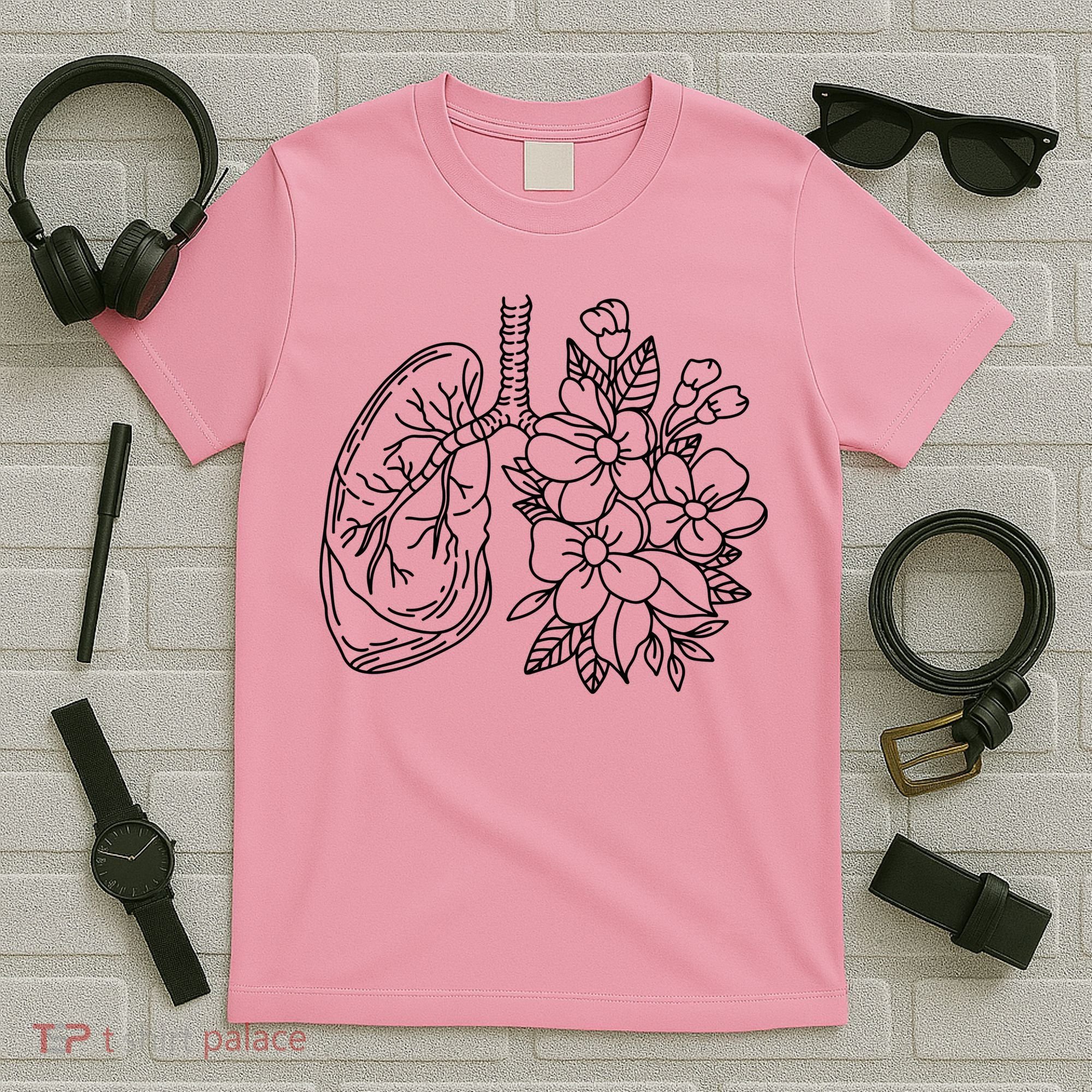 Anatomical Lung Floral Flower T-Shirt
