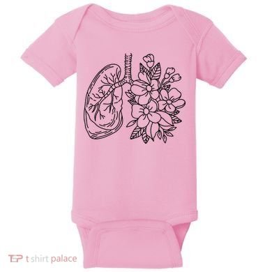 Anatomical Lung Floral Flower Baby Bodysuit