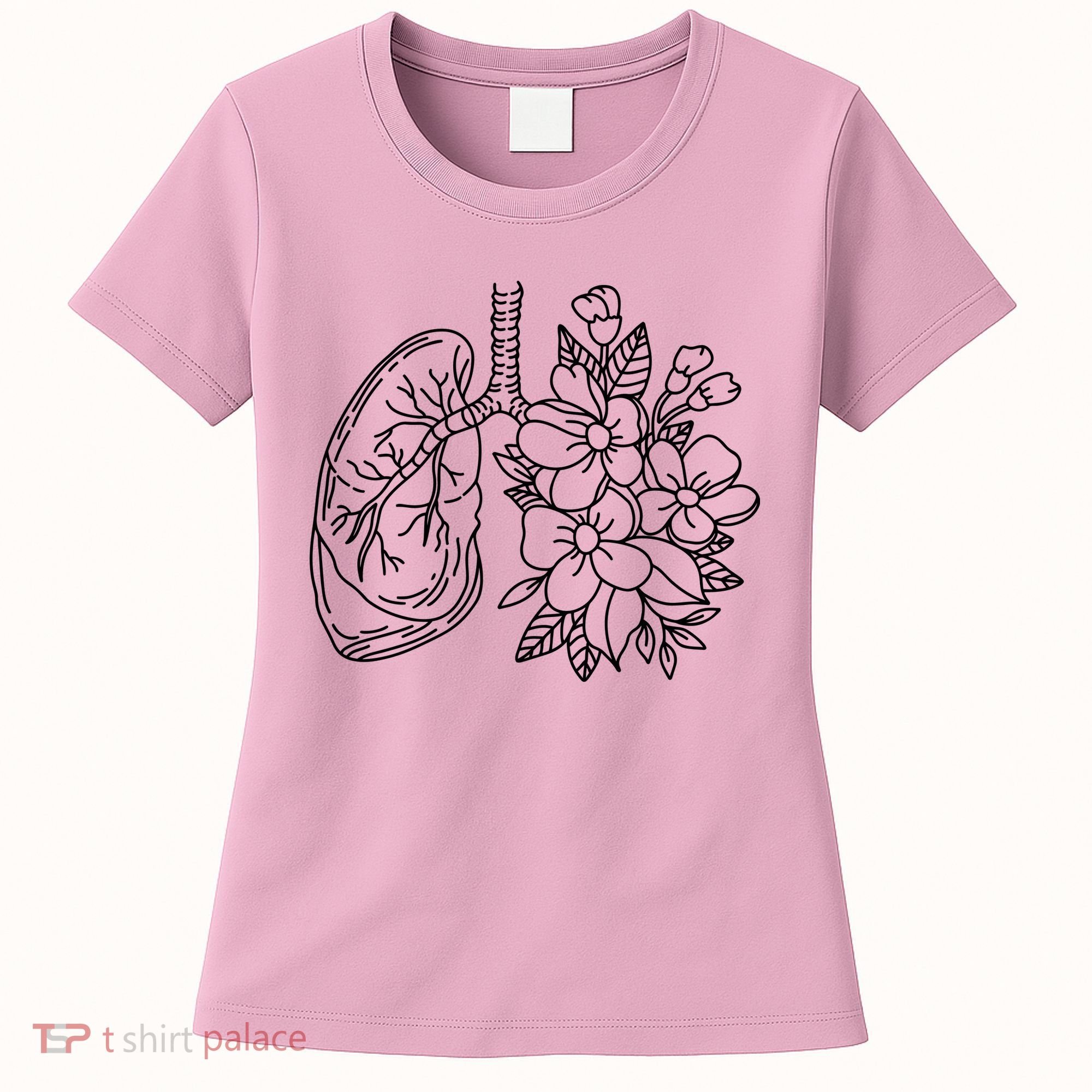 Anatomical Lung Floral Flower Women's T-Shirt