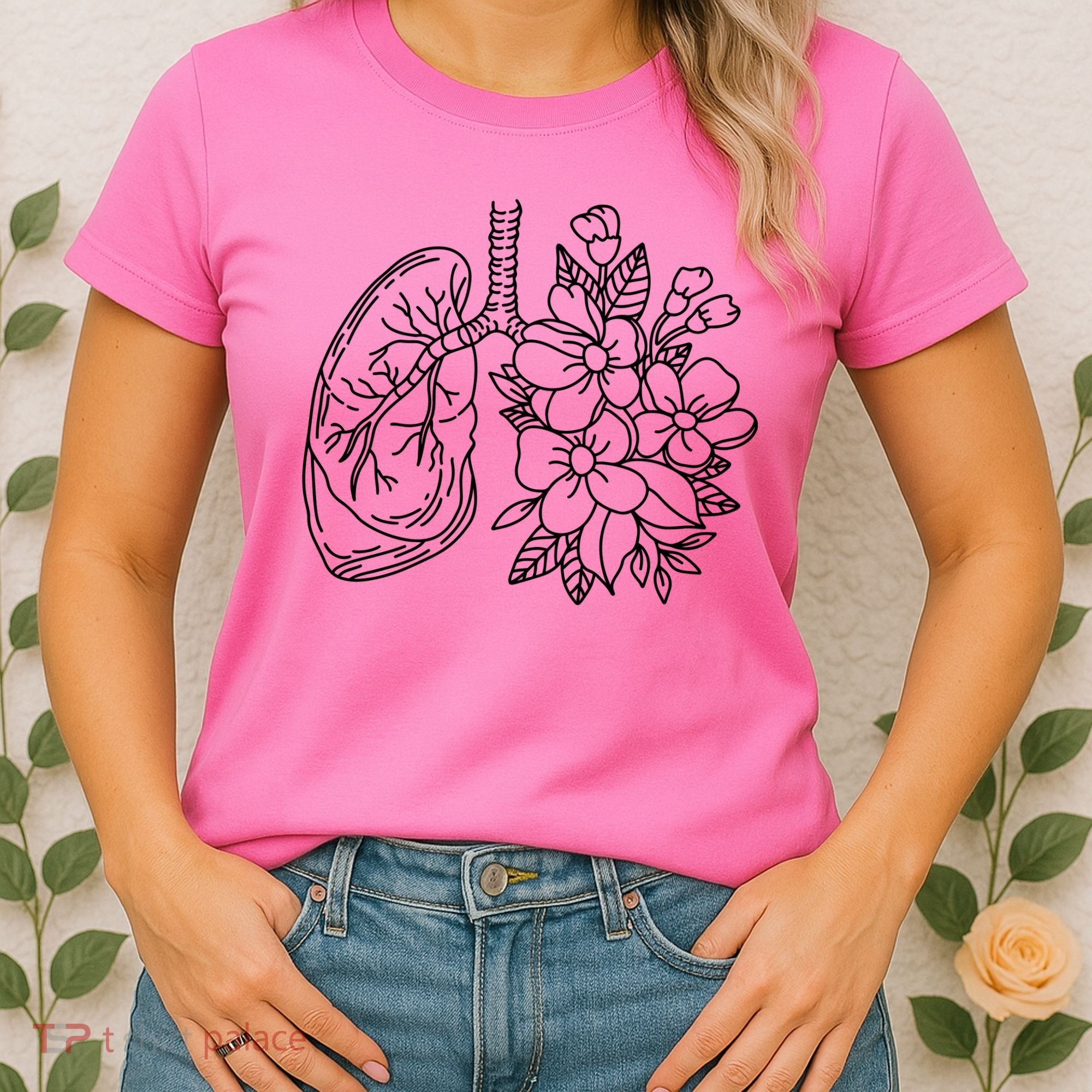 Anatomical Lung Floral Flower Women's T-Shirt