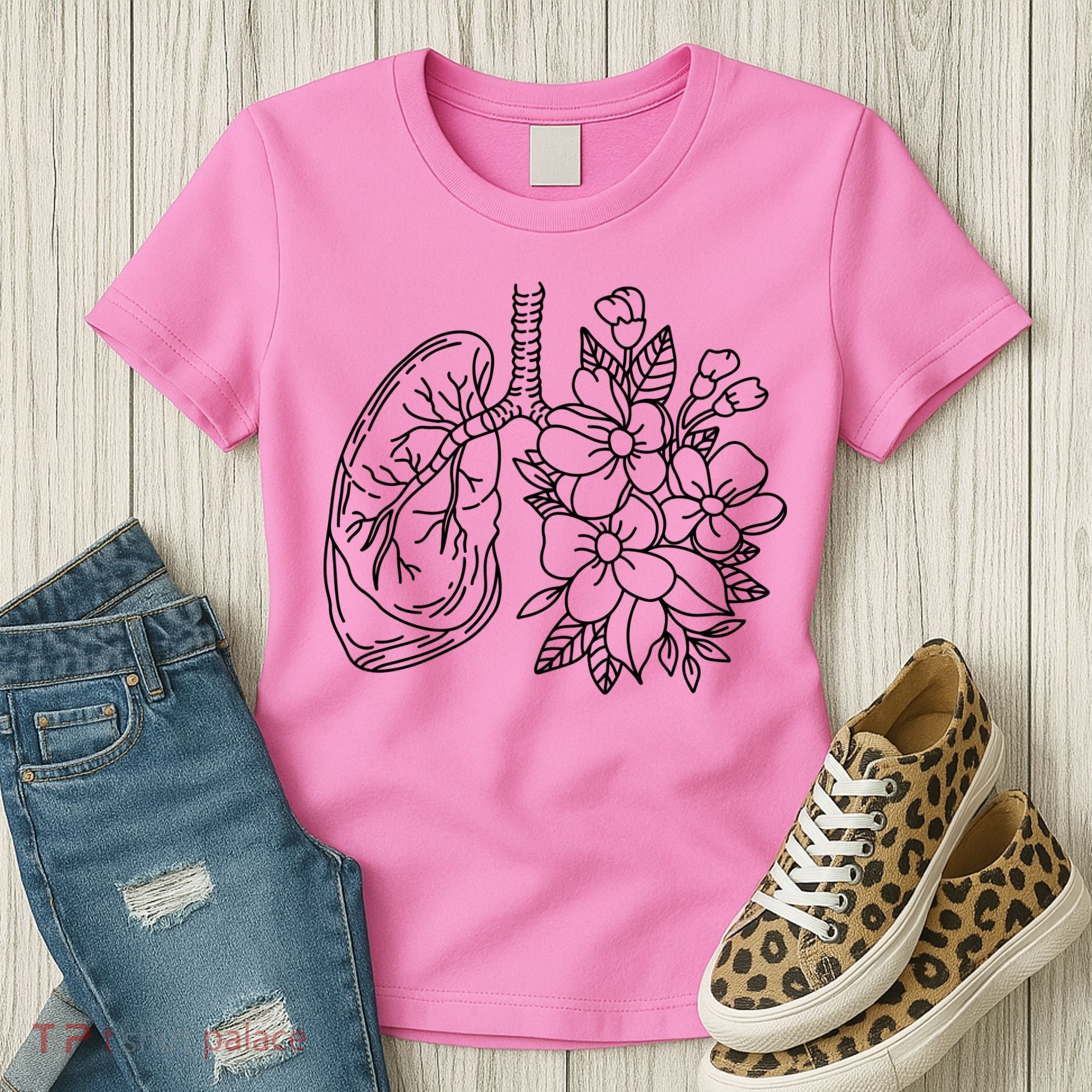 Anatomical Lung Floral Flower Women's T-Shirt