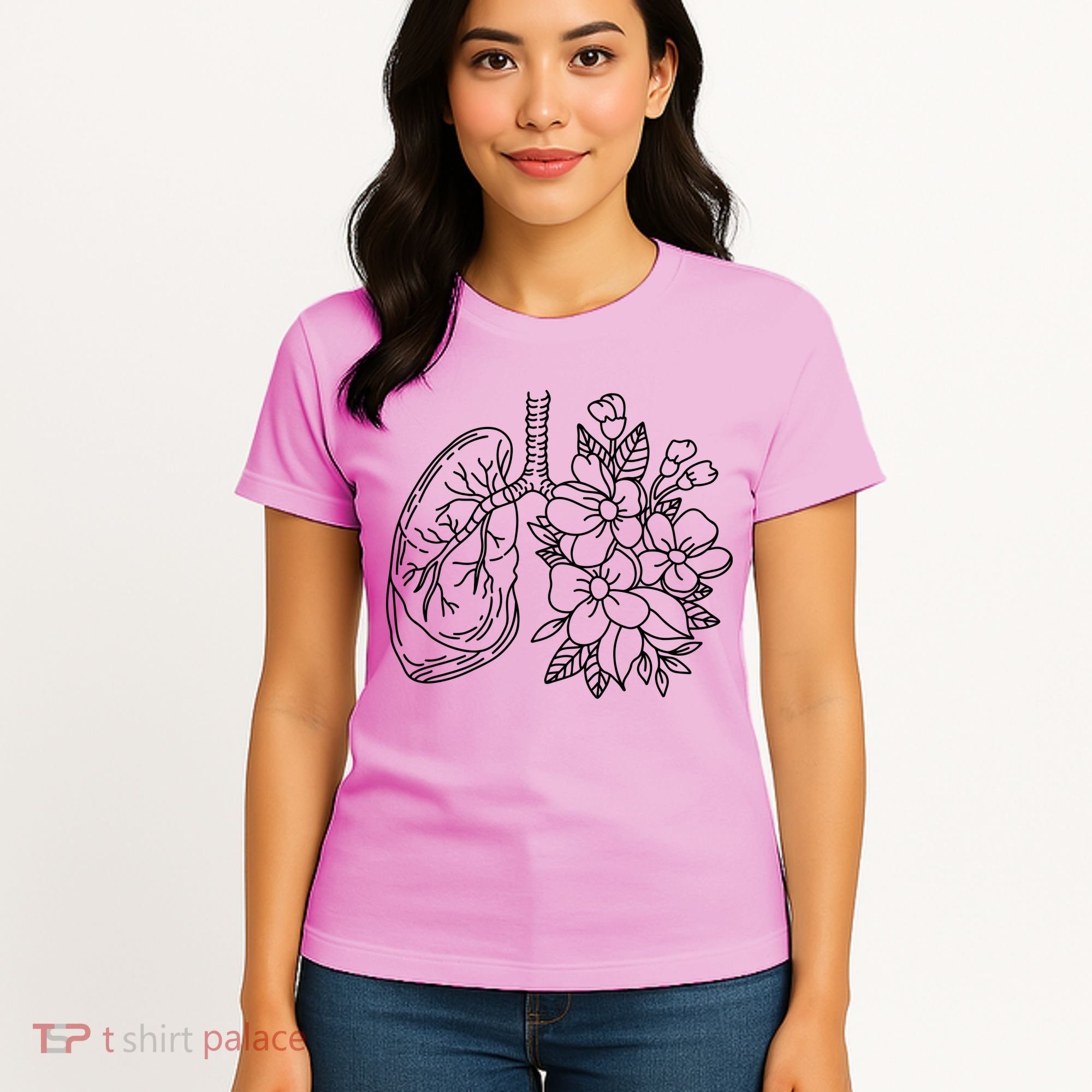 Anatomical Lung Floral Flower Women's T-Shirt