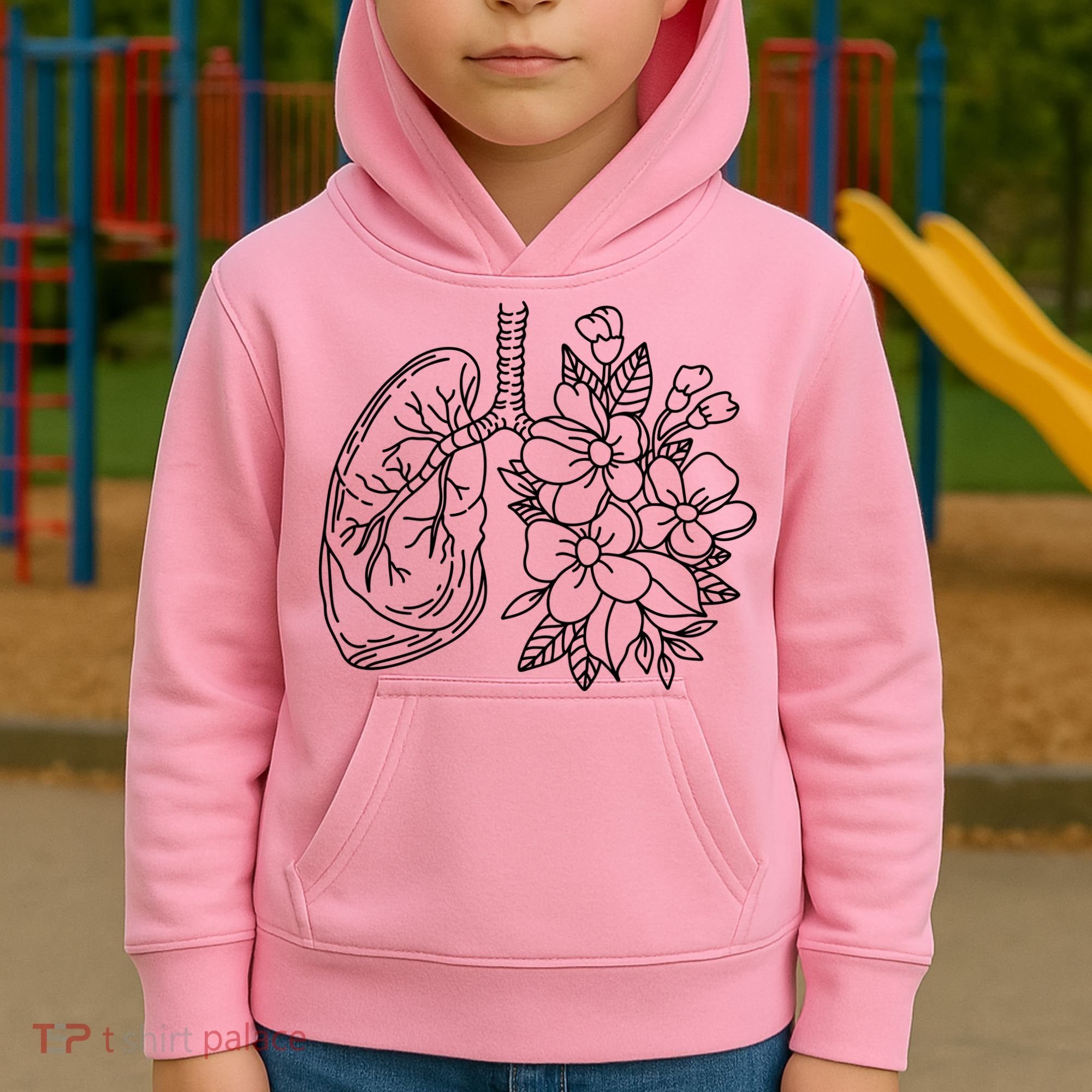 Anatomical Lung Floral Flower Kids Hoodie