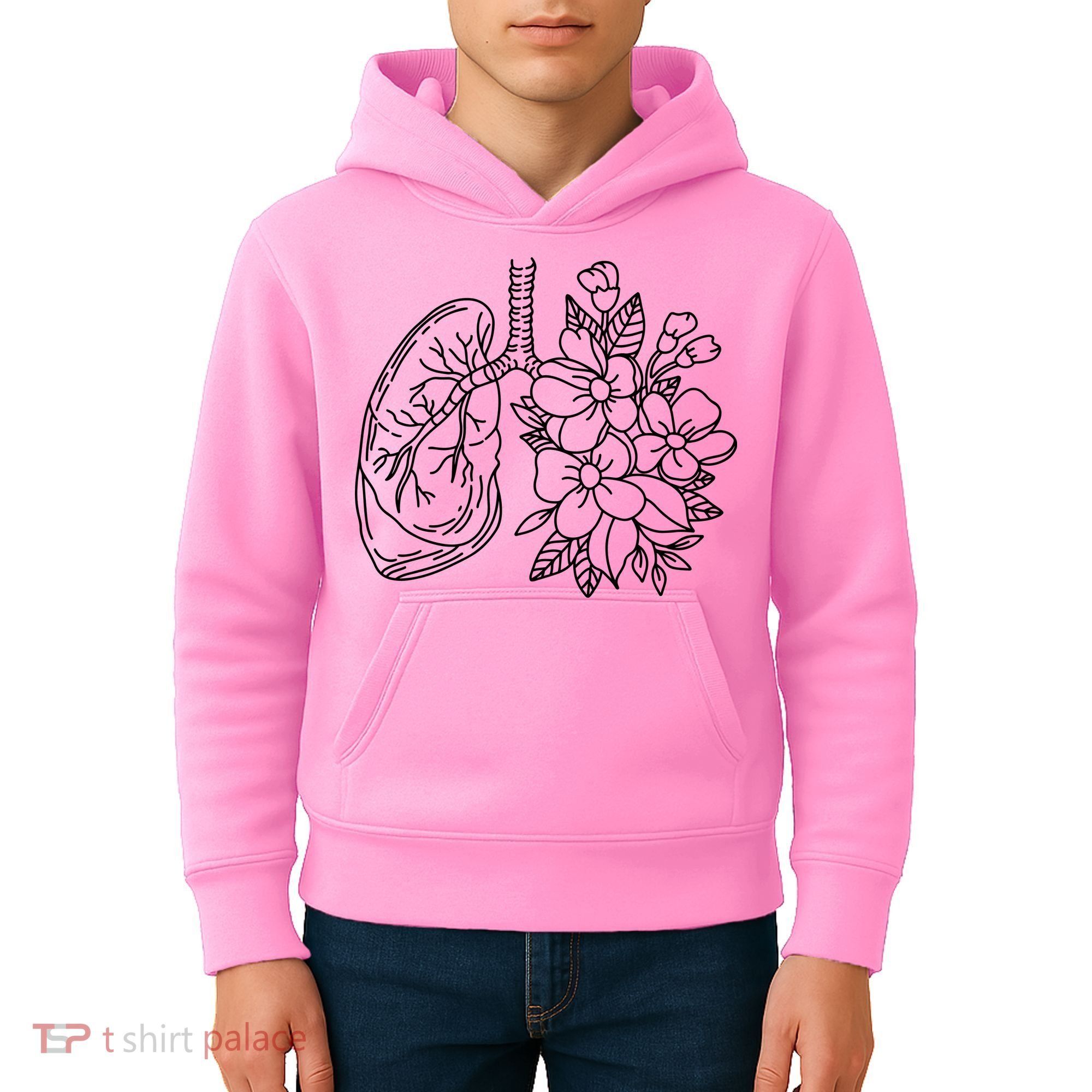 Anatomical Lung Floral Flower Kids Hoodie