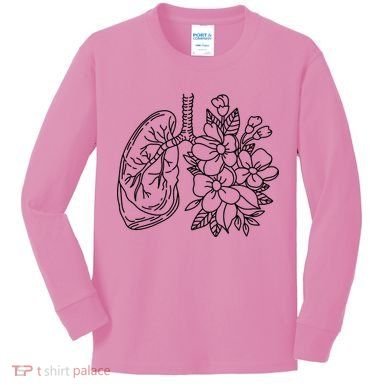 Anatomical Lung Floral Flower Kids Long Sleeve Shirt