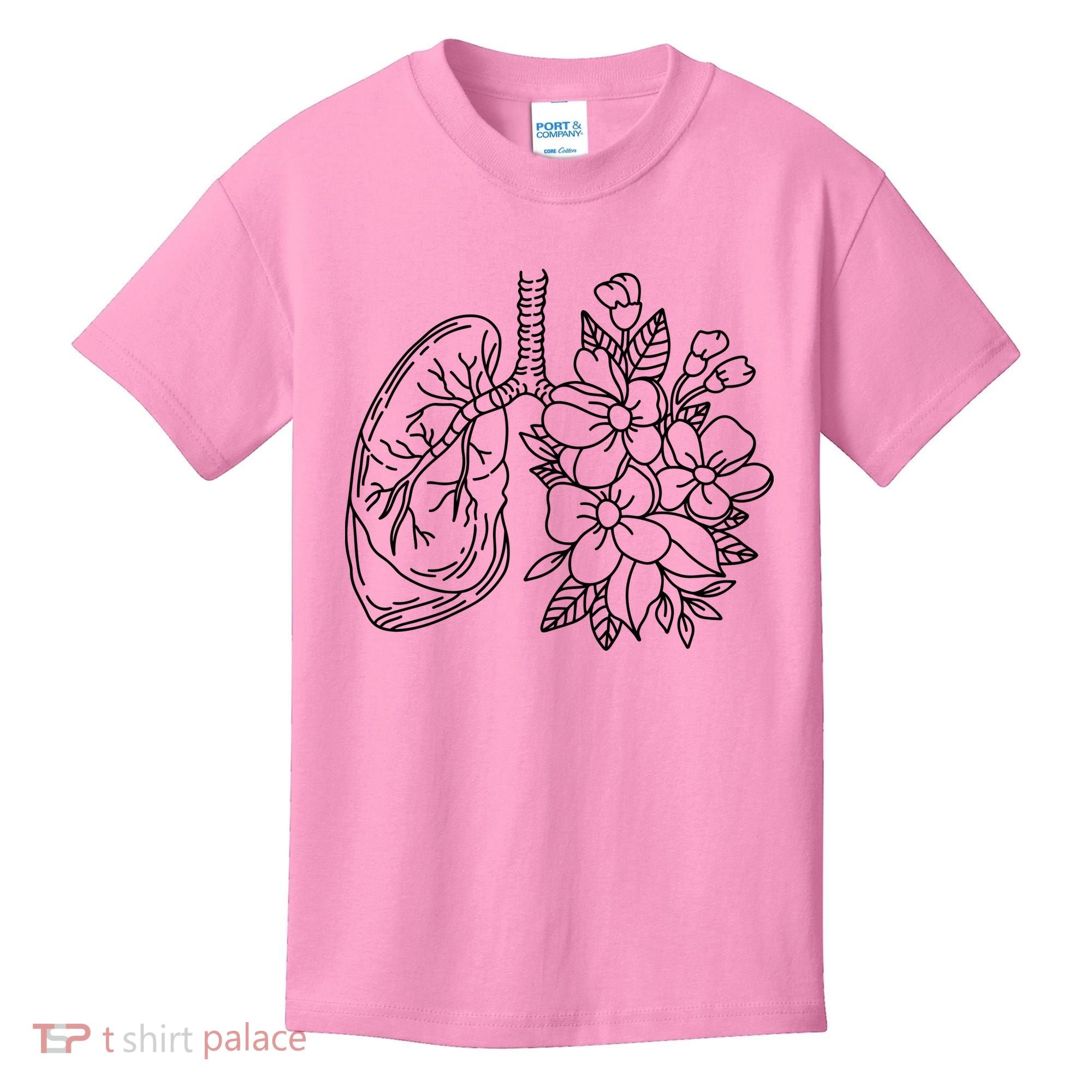 Anatomical Lung Floral Flower Kids T-Shirt