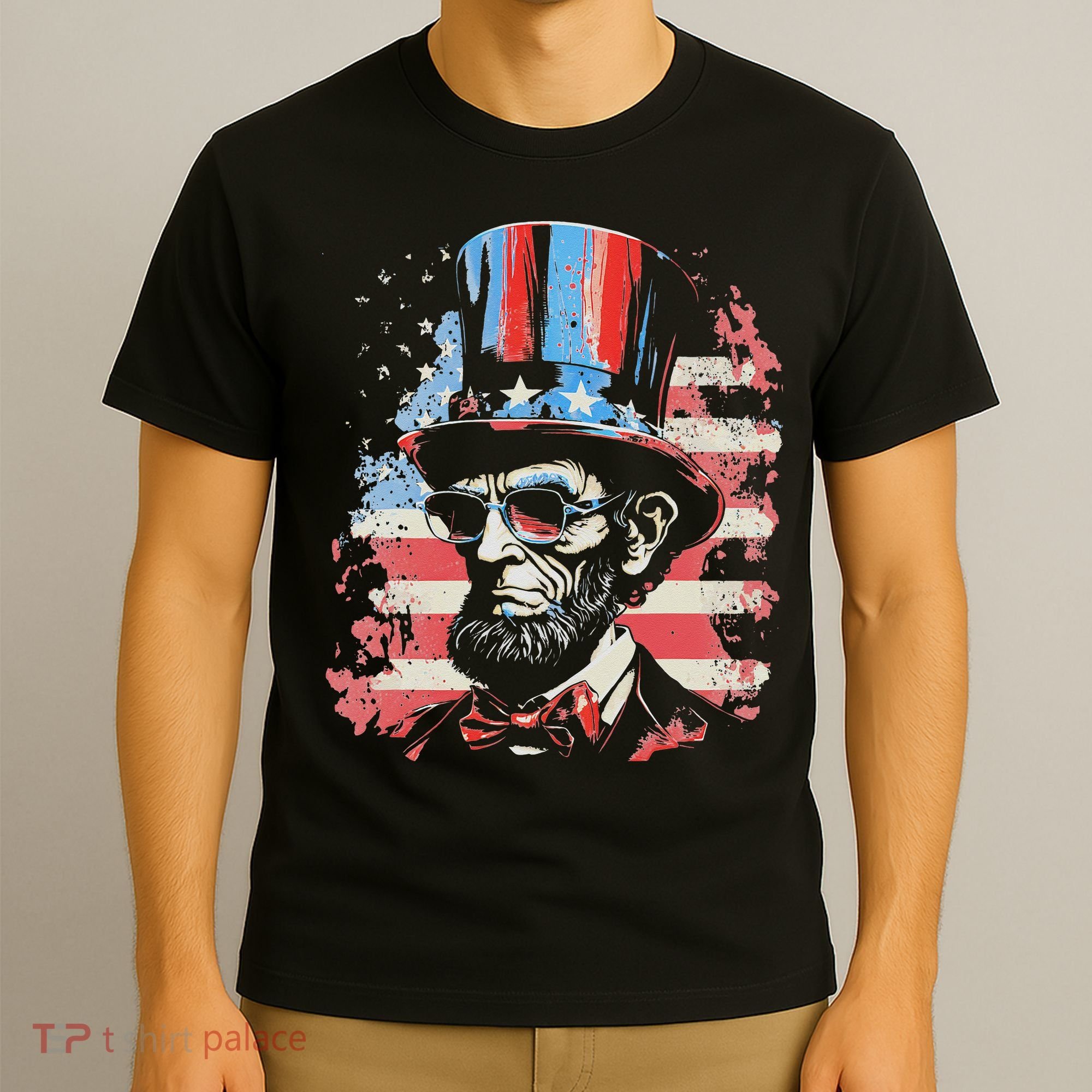 Abraham Lincoln Funny 4th of July American Flag USA America T-Shirt