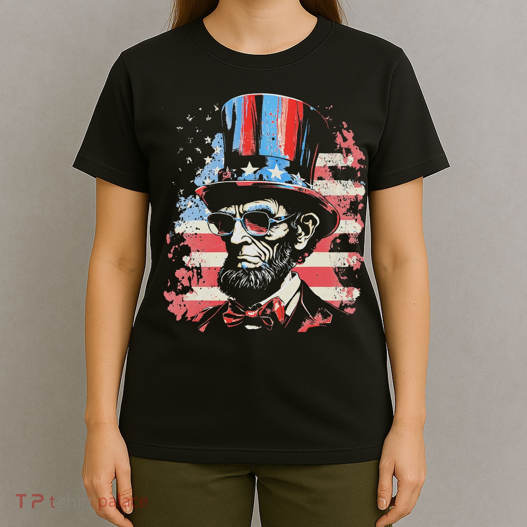 Abraham Lincoln Funny 4th of July American Flag USA America T-Shirt