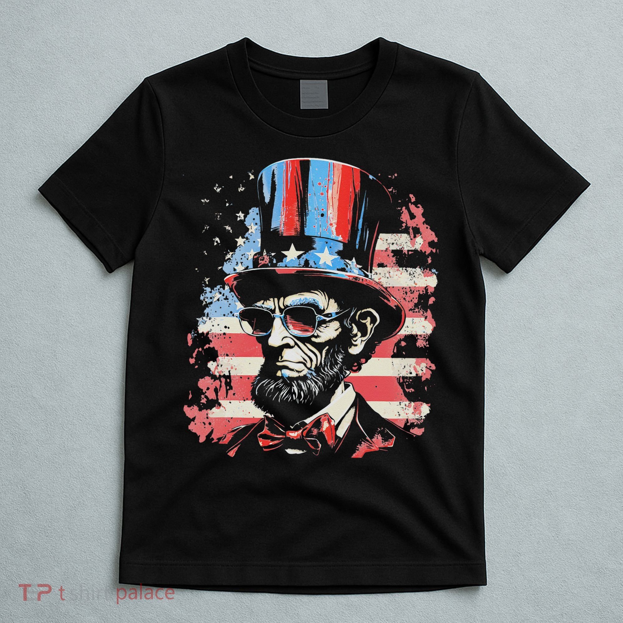 Abraham Lincoln Funny 4th of July American Flag USA America T-Shirt