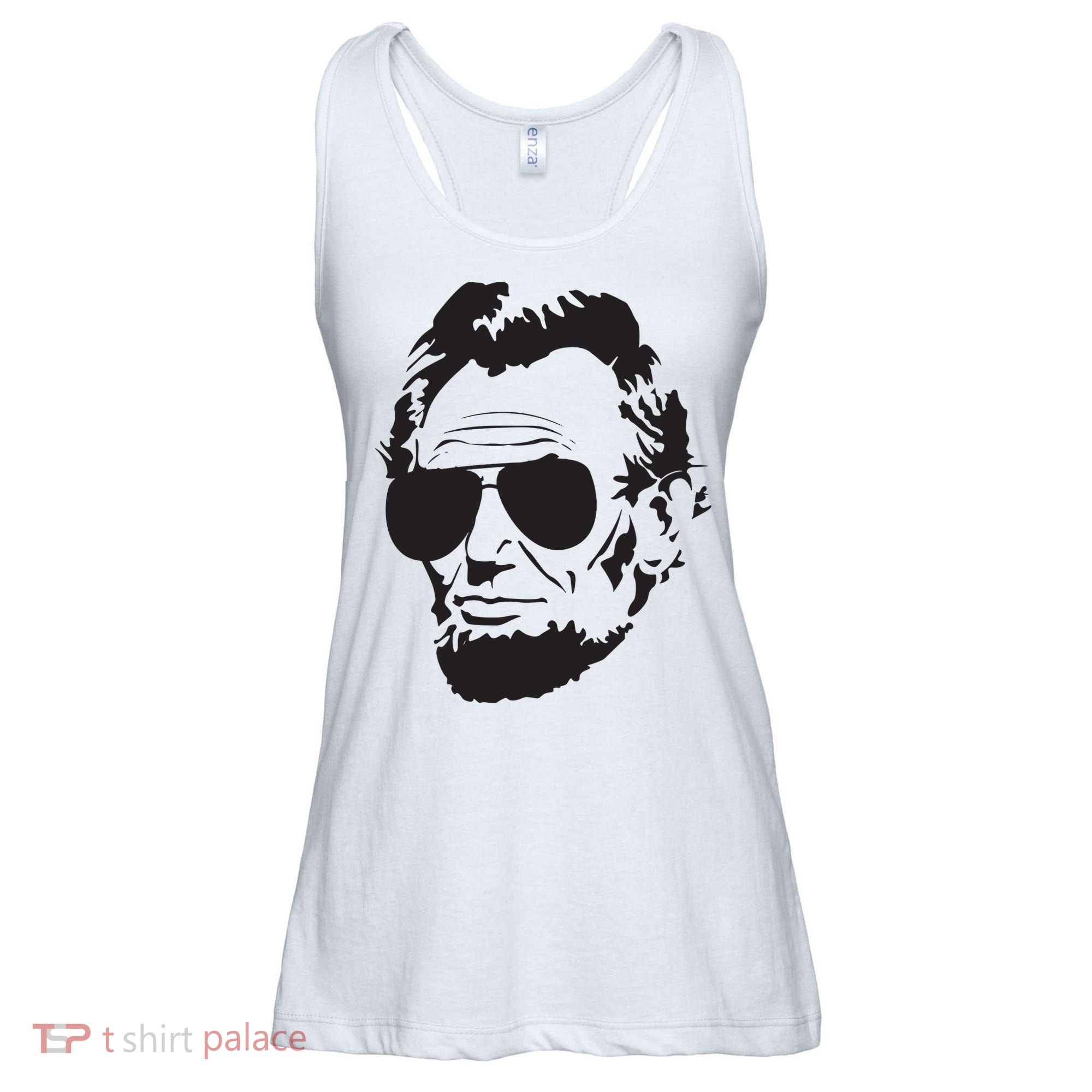 Abe Lincoln Funny Abraham Lincoln Portrait With Sunglasses Ladies Essential Flowy Tank