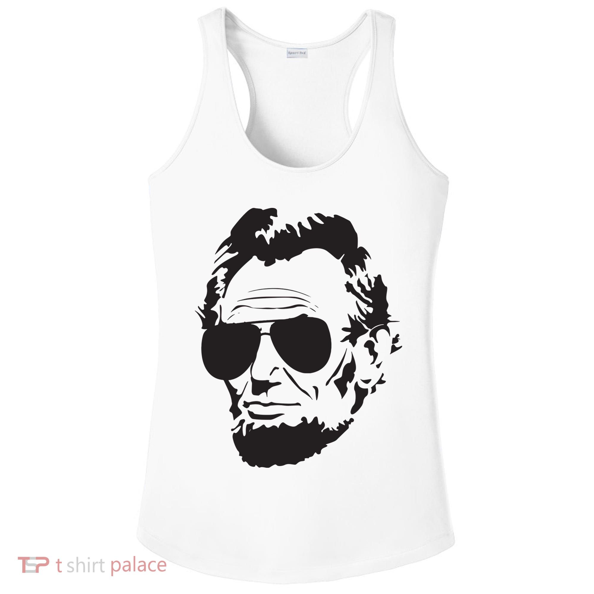 Abe Lincoln Funny Abraham Lincoln Portrait With Sunglasses Ladies PosiCharge Competitor Racerback Tank