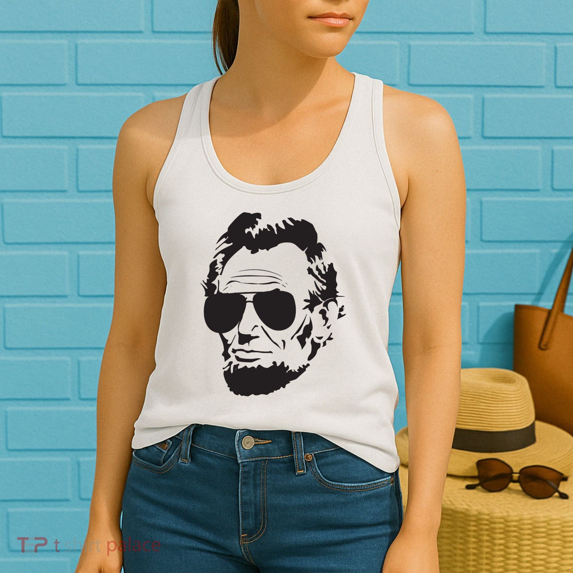 Abe Lincoln Funny Abraham Lincoln Portrait With Sunglasses Women's Tank Top