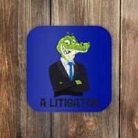 A Litigator Funny Lawyer Attorney Law School Graphic Gift Coaster thumb 0