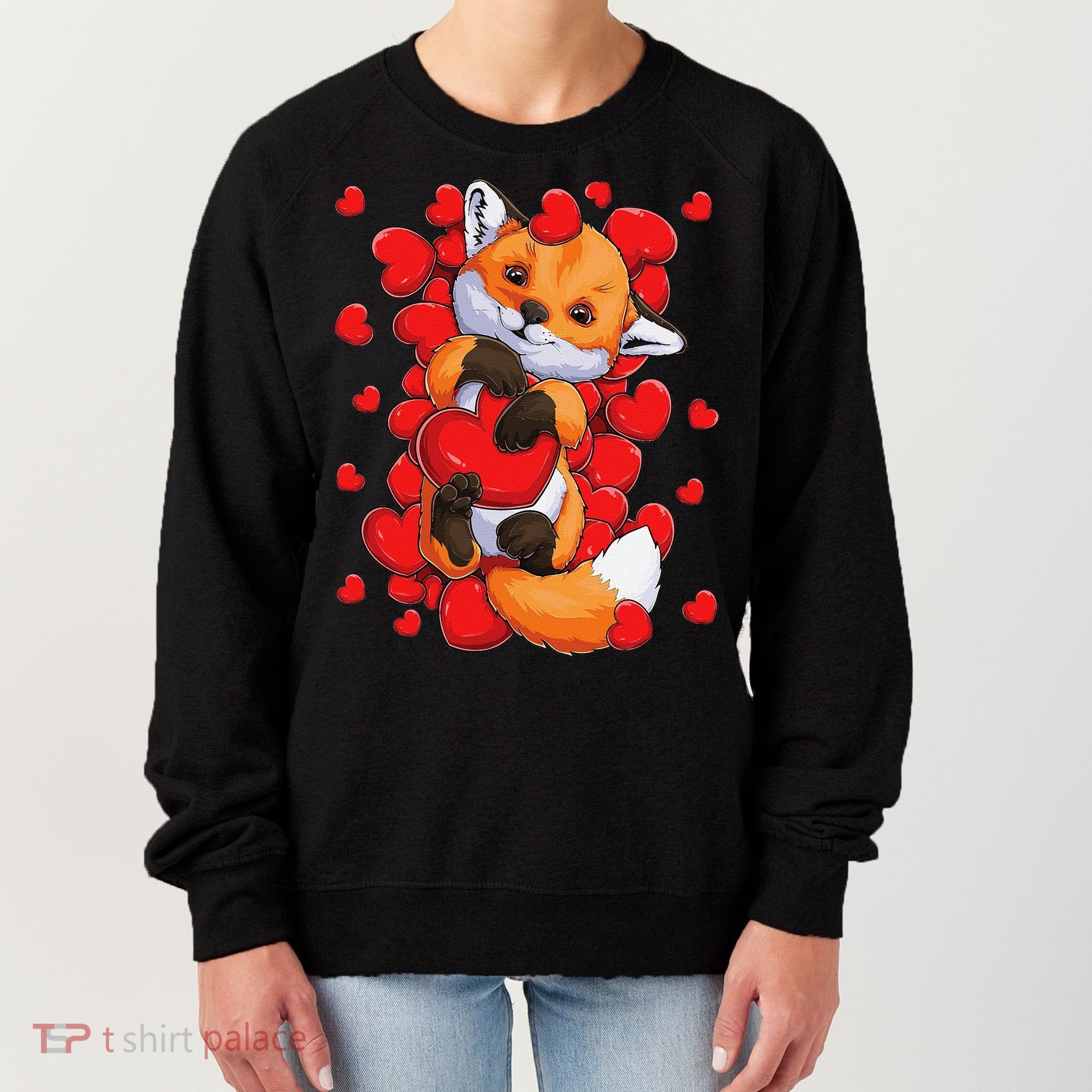 Animal Lovers Fox Heart Valentine's Days Women's Sweatshirt