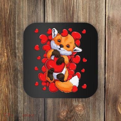Animal Lovers Fox Heart Valentine's Days Coaster