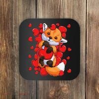 Animal Lovers Fox Heart Valentine's Days Coaster thumb 0