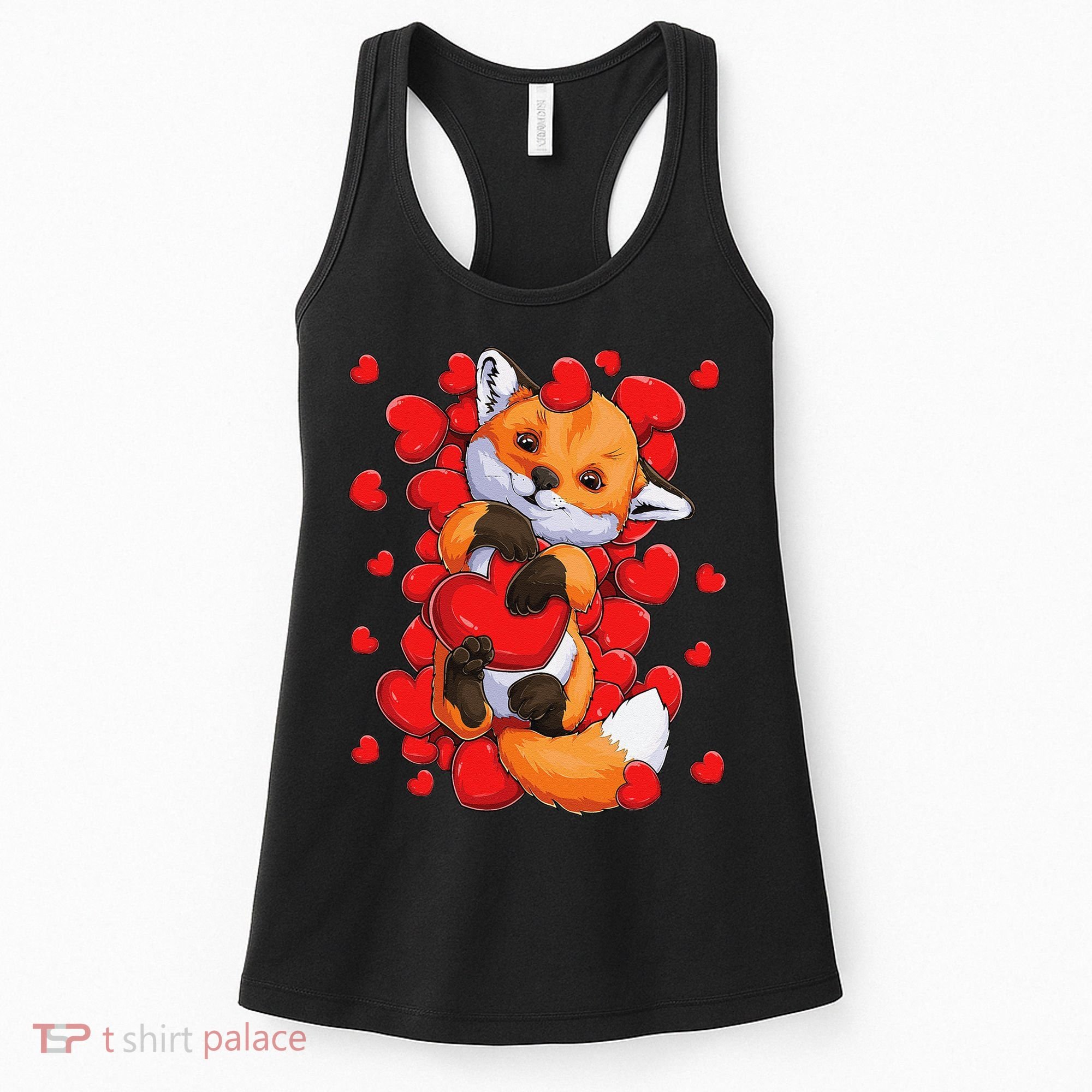 Animal Lovers Fox Heart Valentine's Days Women's Tank Top