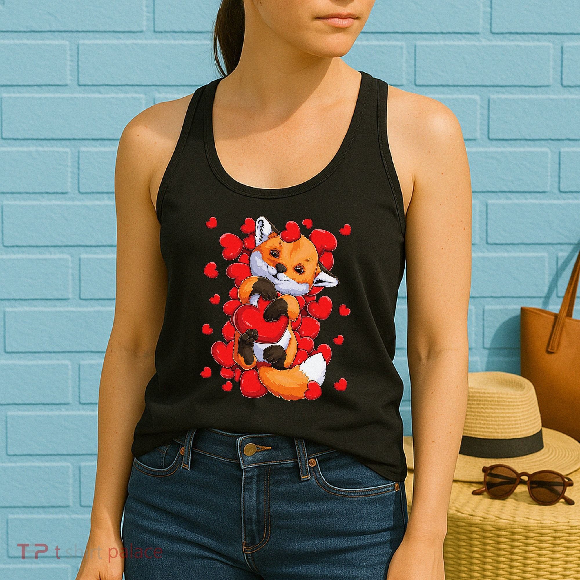 Animal Lovers Fox Heart Valentine's Days Women's Tank Top