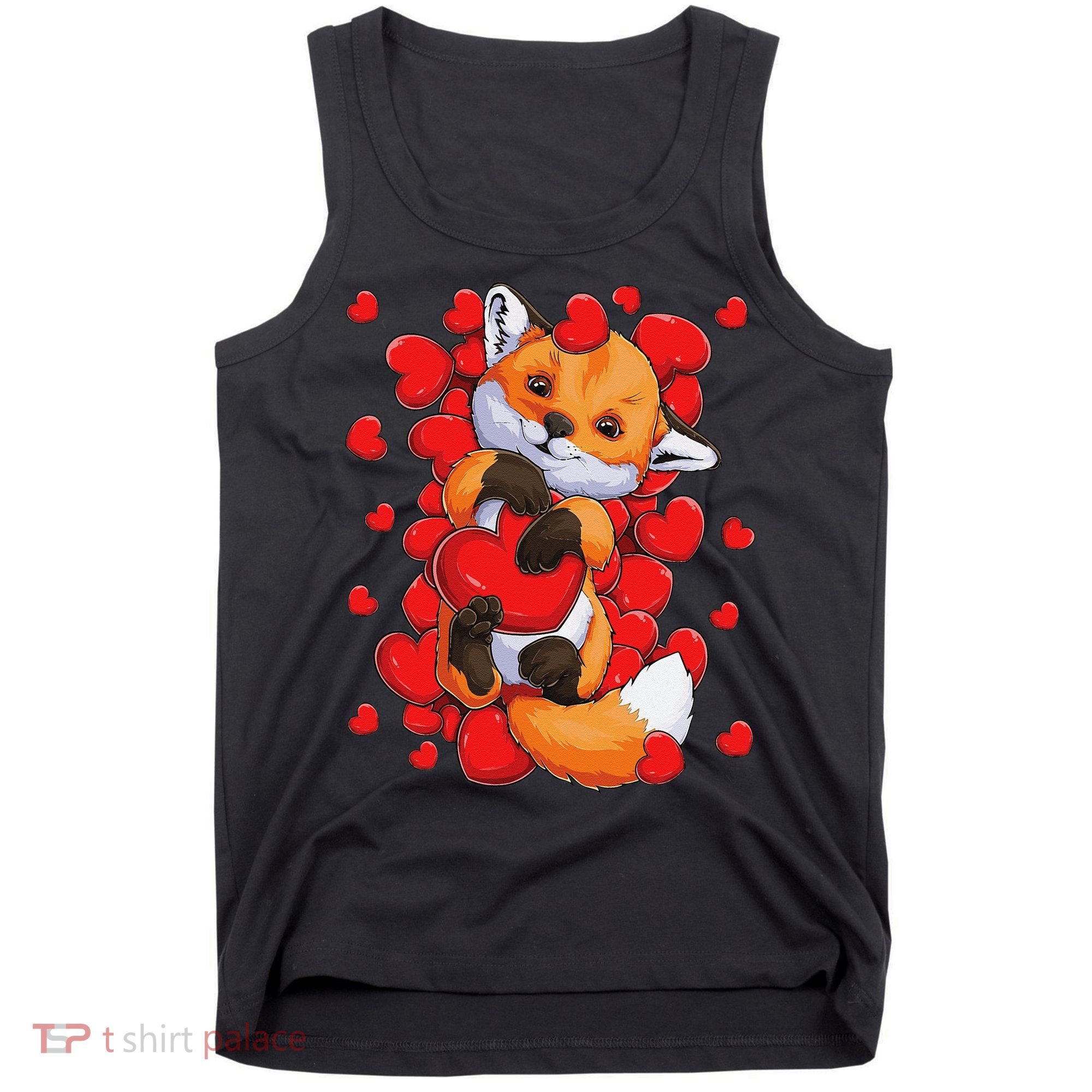 Animal Lovers Fox Heart Valentine's Days Tank Top
