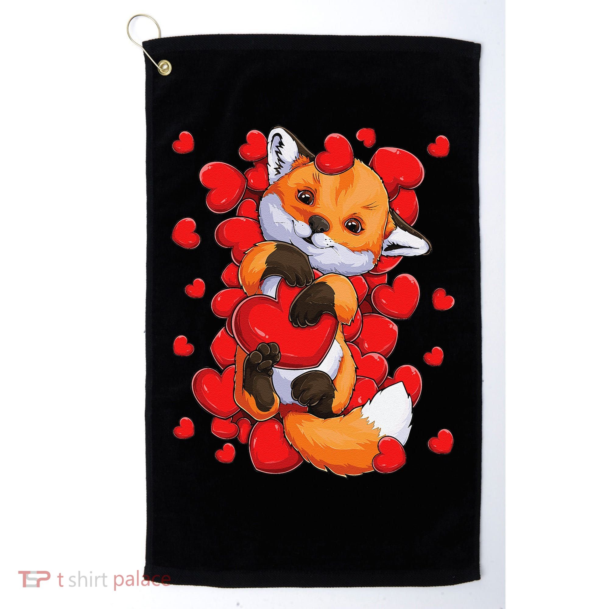 Animal Lovers Fox Heart Valentine's Days Golf Towel