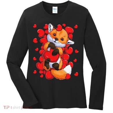Animal Lovers Fox Heart Valentine's Days Women's Long Sleeve Shirt