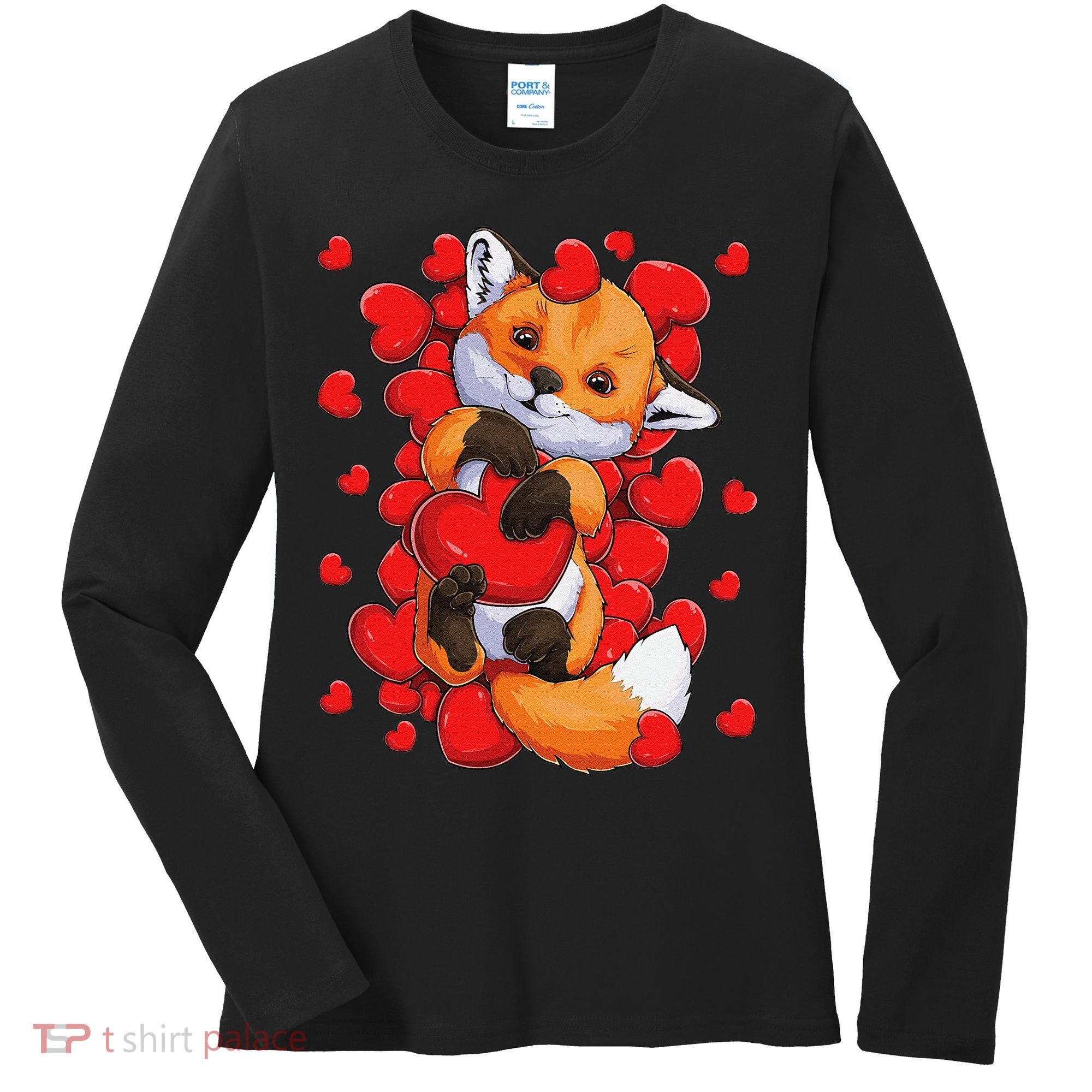 Animal Lovers Fox Heart Valentine's Days Women's Long Sleeve Shirt